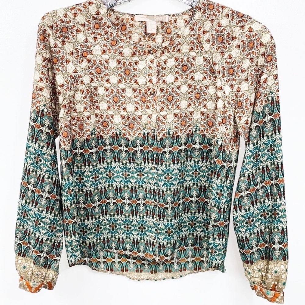 Forever 21 Button Down Aztec Print Boho Blouse